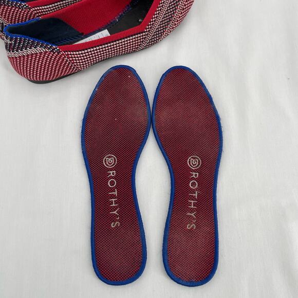 Rothy’s Mirror Stripe Red White Blue Round Toe Flats Special Edition Shoe Size 7 - Picture 8 of 14